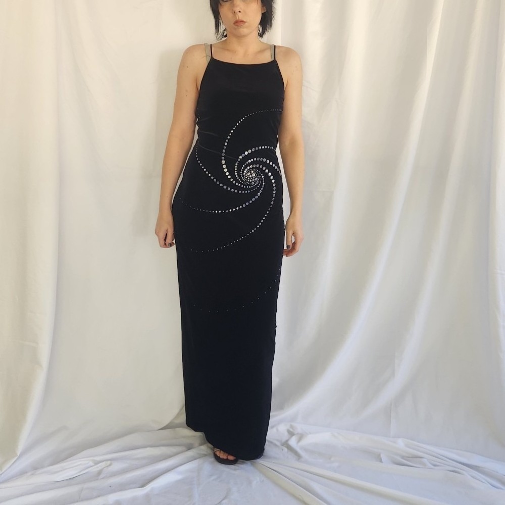 Y2K Slinky‎ Black Velvet Gown